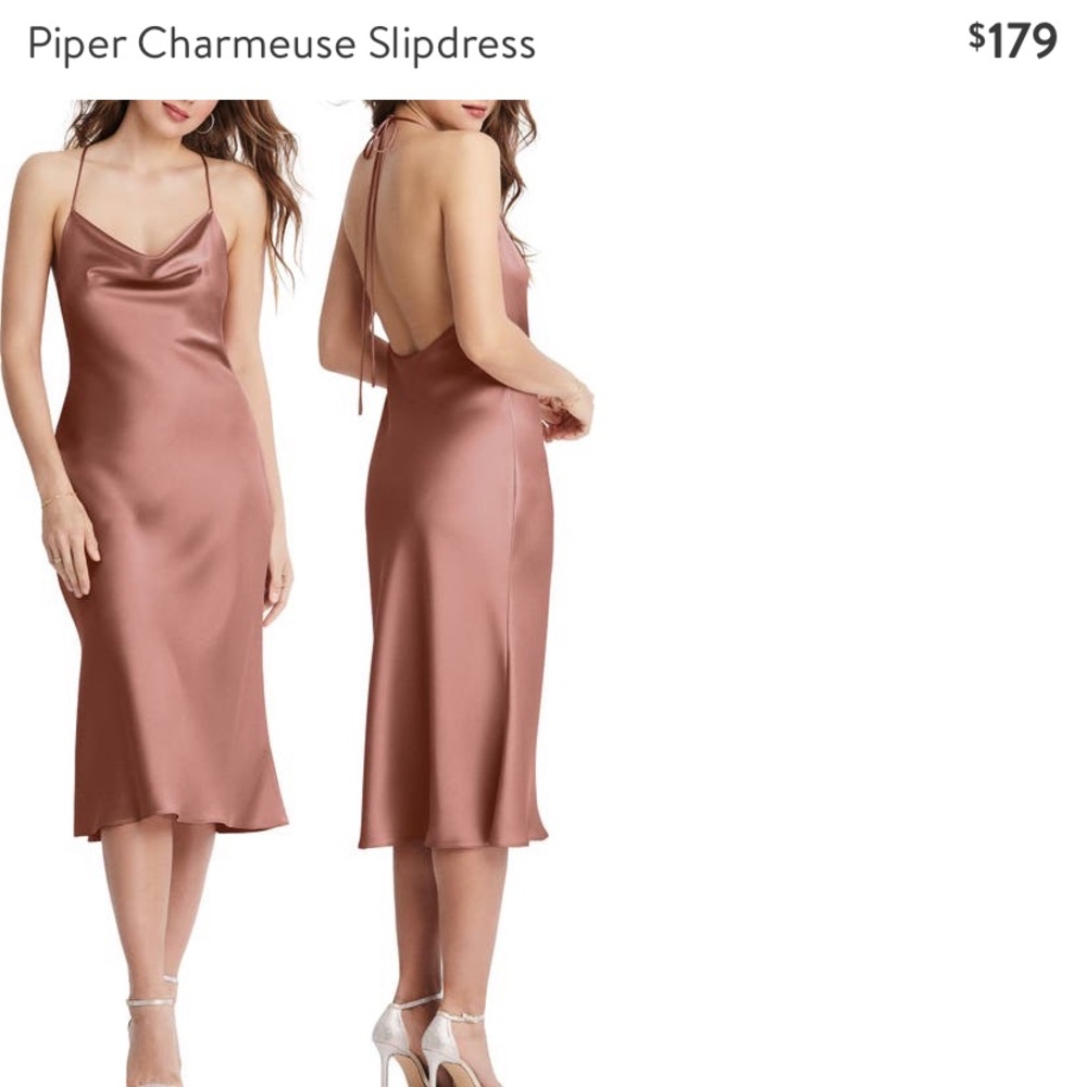 LOVELY Piper Charmeuse Slip Rose Dress L